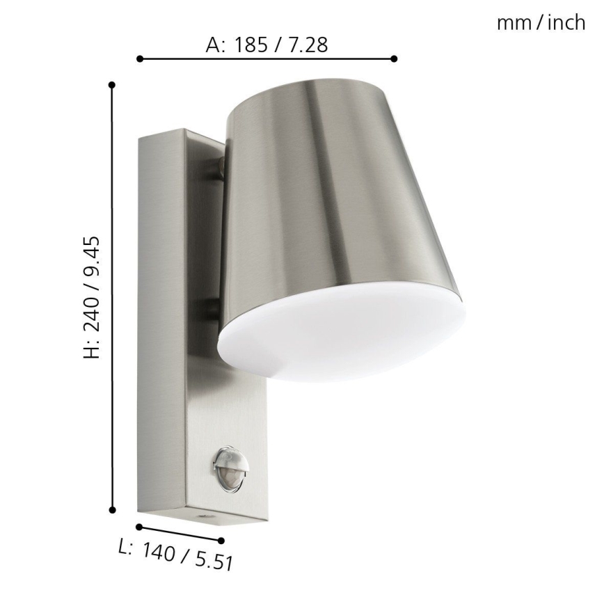 Eglo 97453 - Ulkoseinävalaisin anturilla CALDIERO 1xE27/10W/230V IP44