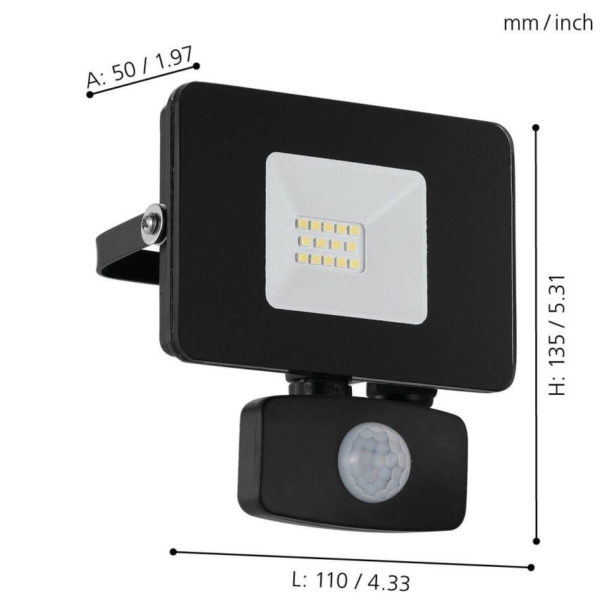 Eglo 97459 - LED-valonheitin anturilla FAEDO 3 LED/10W/230V IP44