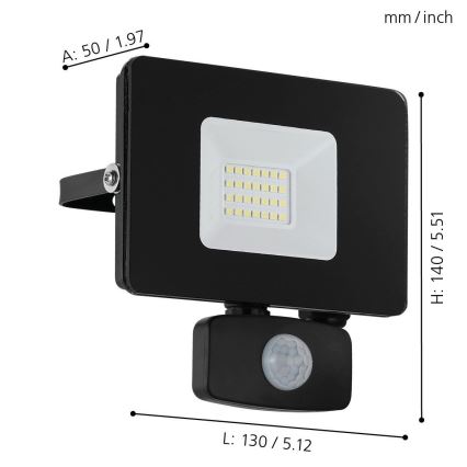 Eglo 97461 - LED-valonheitin anturilla FAEDO 3 LED/20W/230V IP44