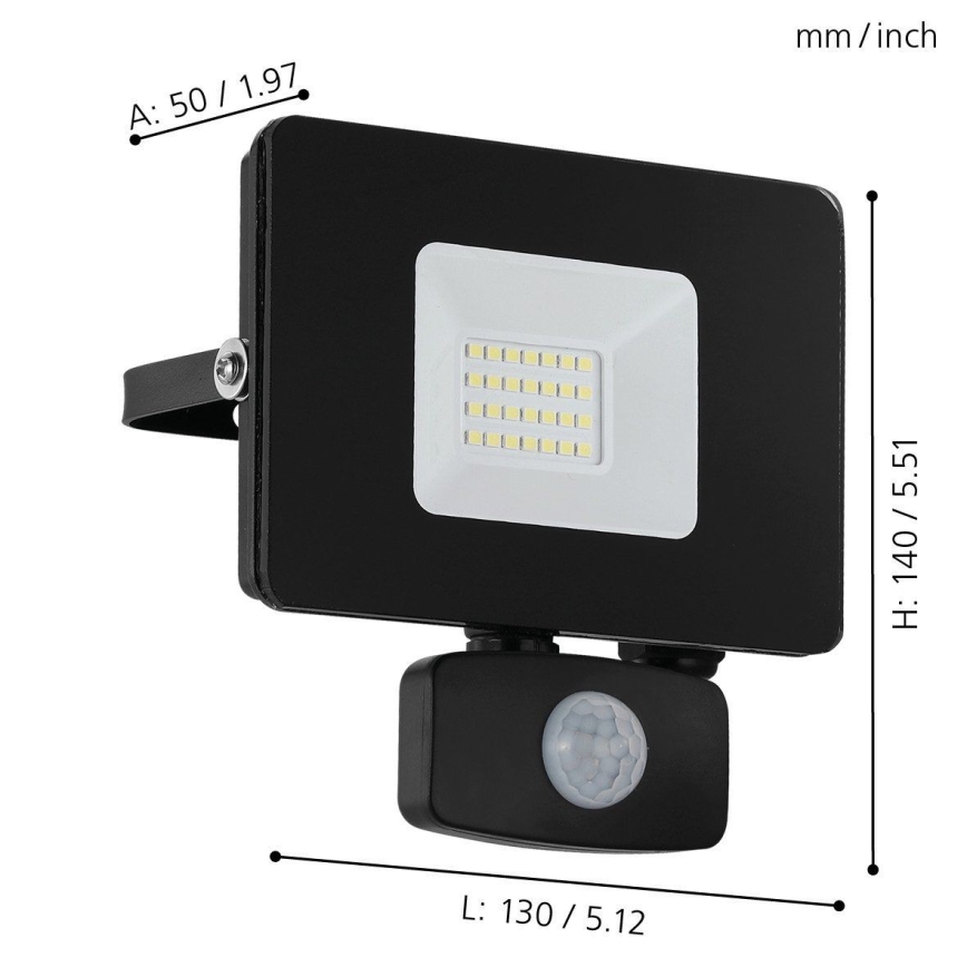 Eglo 97461 - LED-valonheitin anturilla FAEDO 3 LED/20W/230V IP44