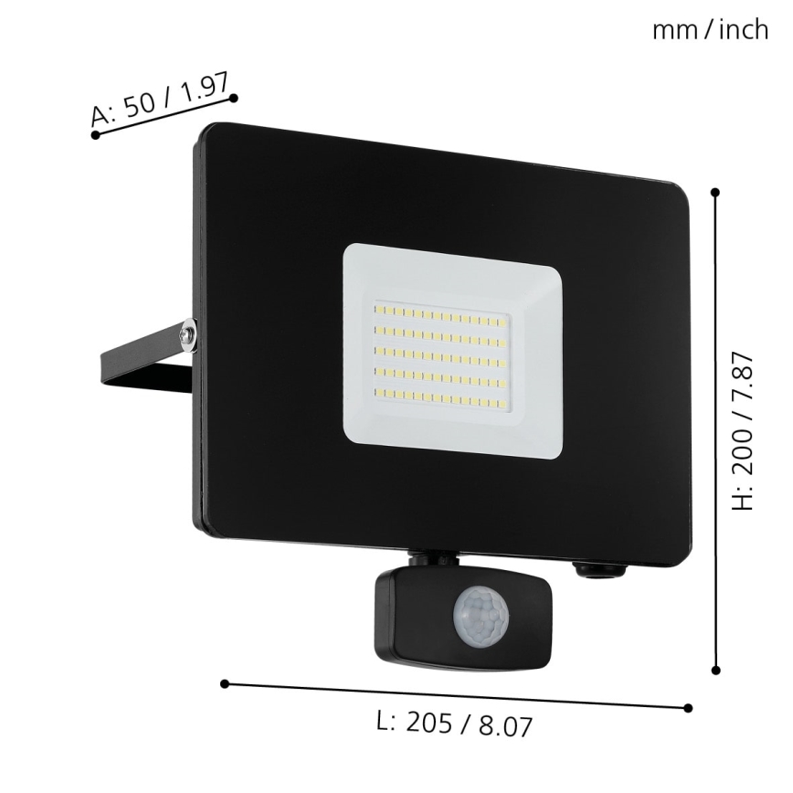 Eglo 97463 - LED-valonheitin anturilla FAEDO 3 LED/50W/230V IP44