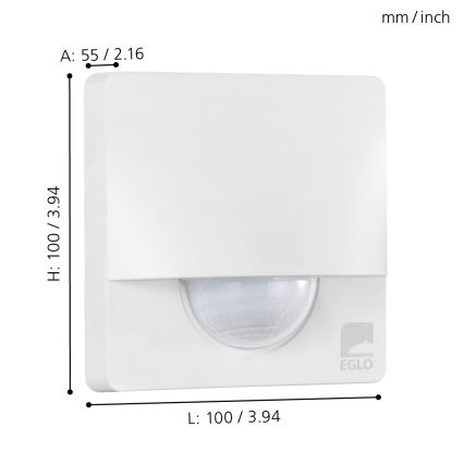 Eglo - Liiketunnistin ulkokäyttöön 1m white IP44