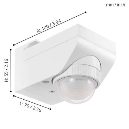 Eglo 97466 - Ulkoliikennanturi DETECT ME 4 12 m valkoinen IP44