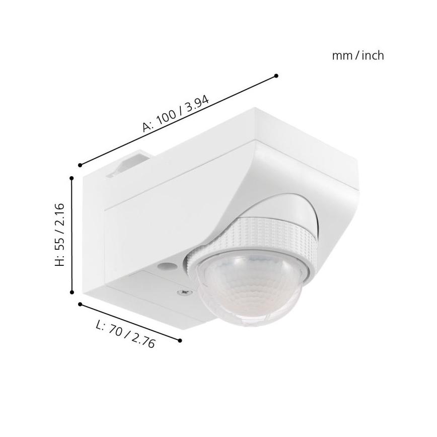 Eglo 97466 - Ulkoliikennanturi DETECT ME 4 12 m valkoinen IP44