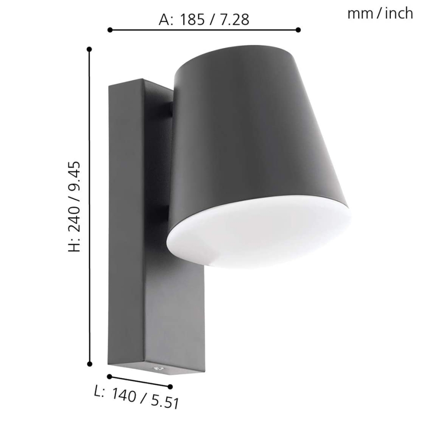 Eglo - LED himmennettävä ulkokäyttöön tarkoitettu seinävalaisin CALDIERO-C 1xE27/9W/230V IP44