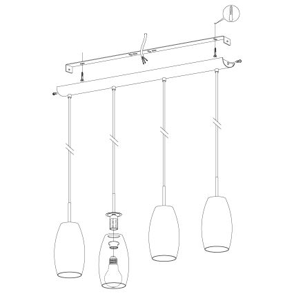 Eglo 97587 - Kattokruunu narulla BATISTA 3 4xE27/40W/230V