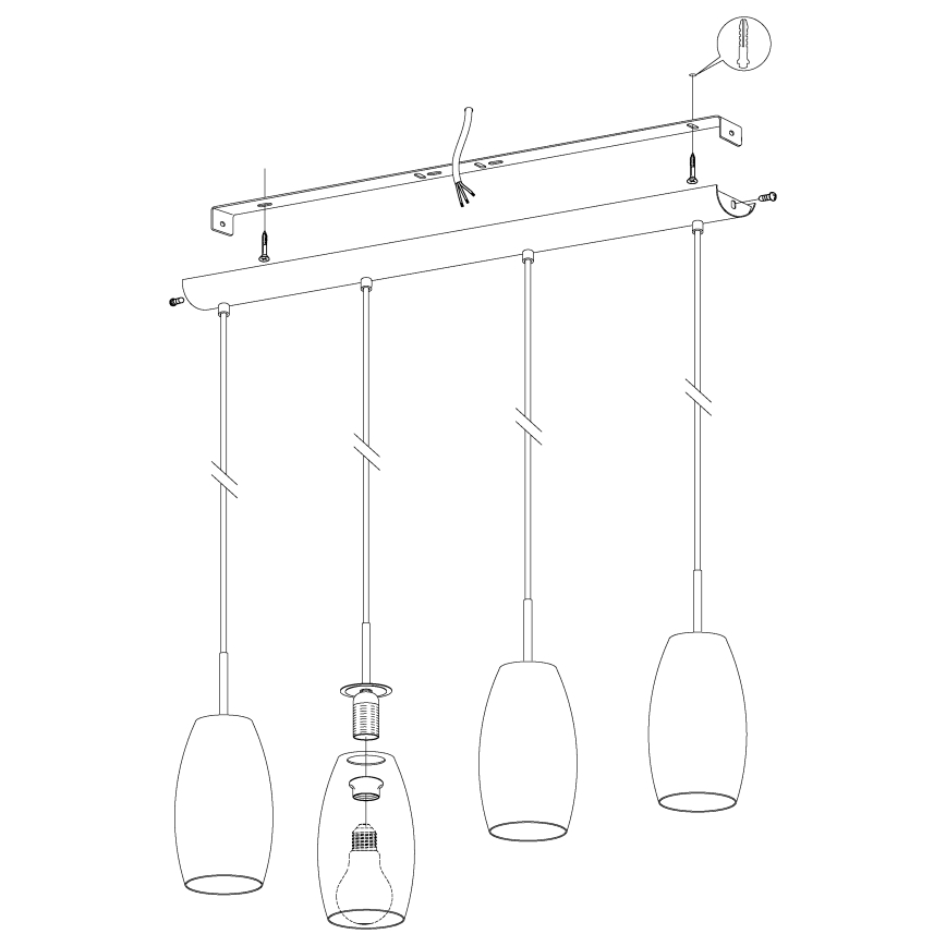 Eglo 97587 - Kattokruunu narulla BATISTA 3 4xE27/40W/230V