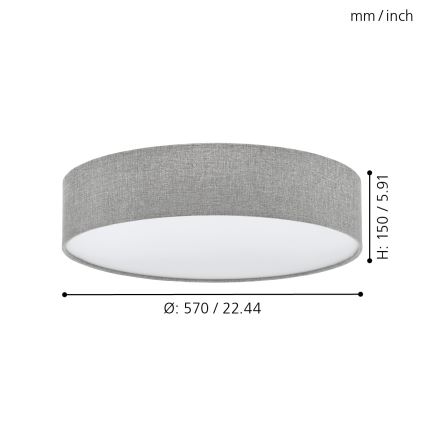 Eglo 97613 - Kattovalo PASTERI 3xE27/60W/230V 57 cm