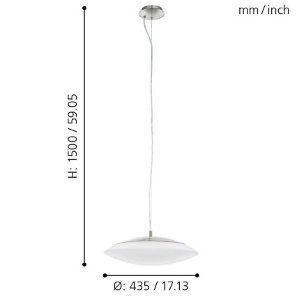 Eglo 97812 - Himmennettävä LED-riippuvalaisin FRATTINA-C 1xLED/27W/230V