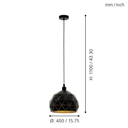 Eglo 97841 - Kattokruunu narulla ROCCAFORTE 1xE27/60W/230V