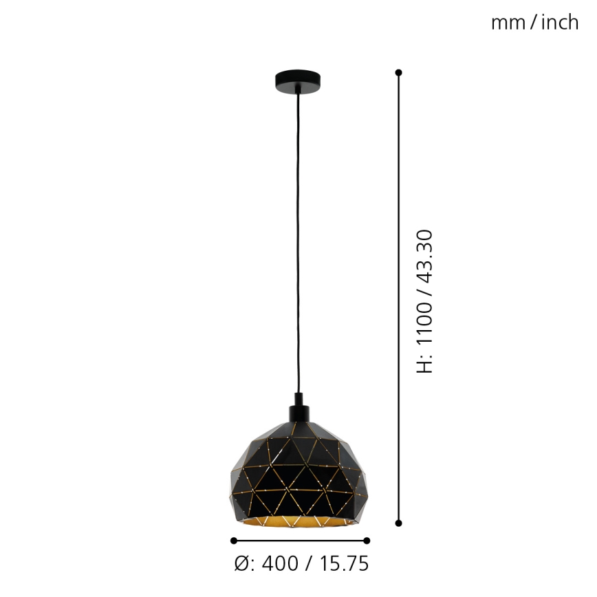 Eglo 97841 - Kattokruunu narulla ROCCAFORTE 1xE27/60W/230V