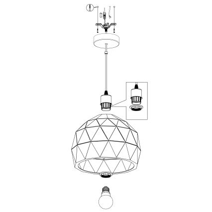 Eglo 97841 - Kattokruunu narulla ROCCAFORTE 1xE27/60W/230V