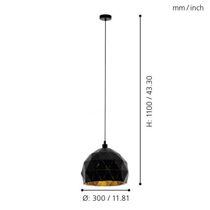 Eglo 97845 - Kattokruunu narulla ROCCAFORTE 1xE27/60W/230V