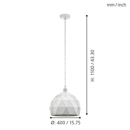 Eglo 97854 - Kattokruunu narulla ROCCAFORTE 1xE27/60W/230V