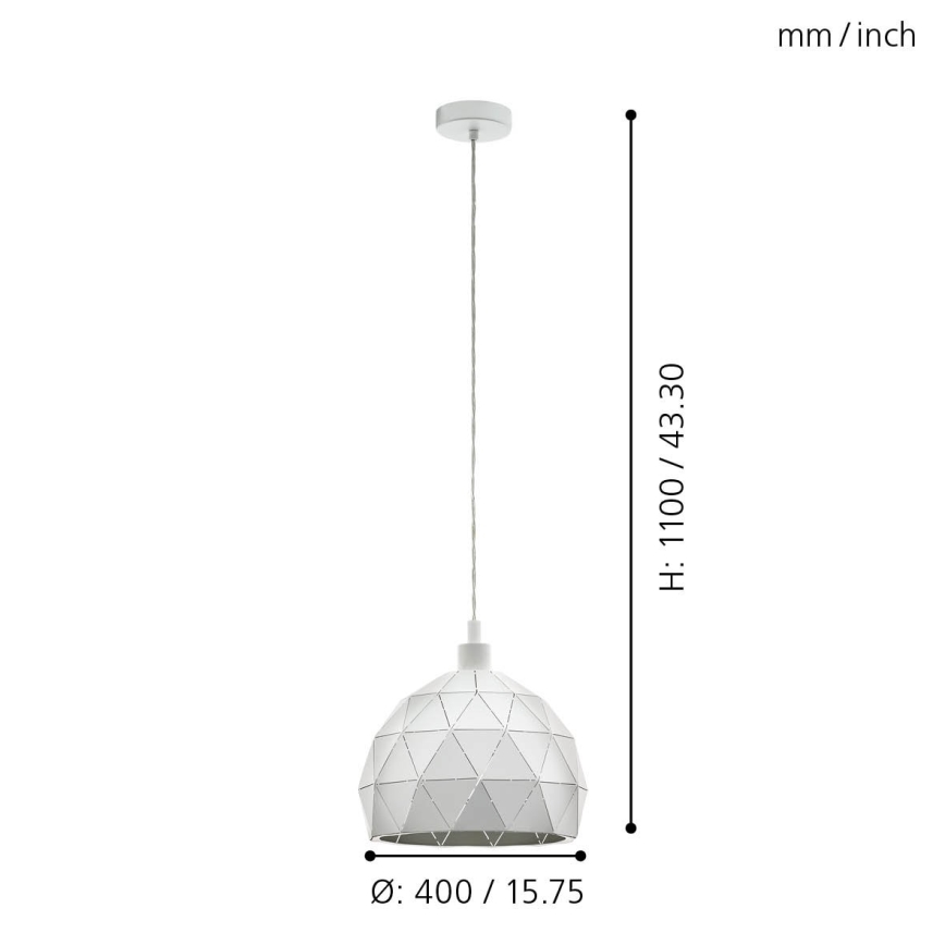 Eglo 97854 - Kattokruunu narulla ROCCAFORTE 1xE27/60W/230V