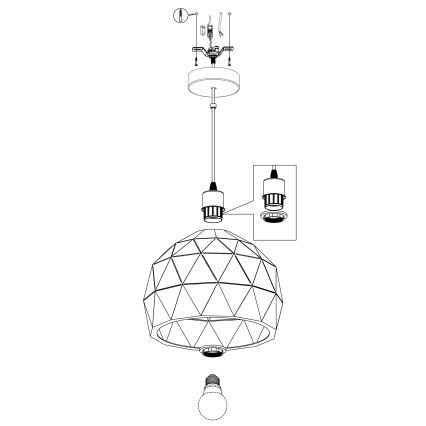 Eglo 97854 - Kattokruunu narulla ROCCAFORTE 1xE27/60W/230V