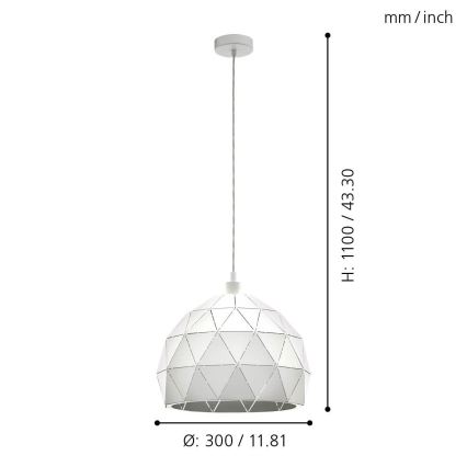 Eglo 97855 - Kattokruunu narulla ROCCAFORTE 1xE27/60W/230V