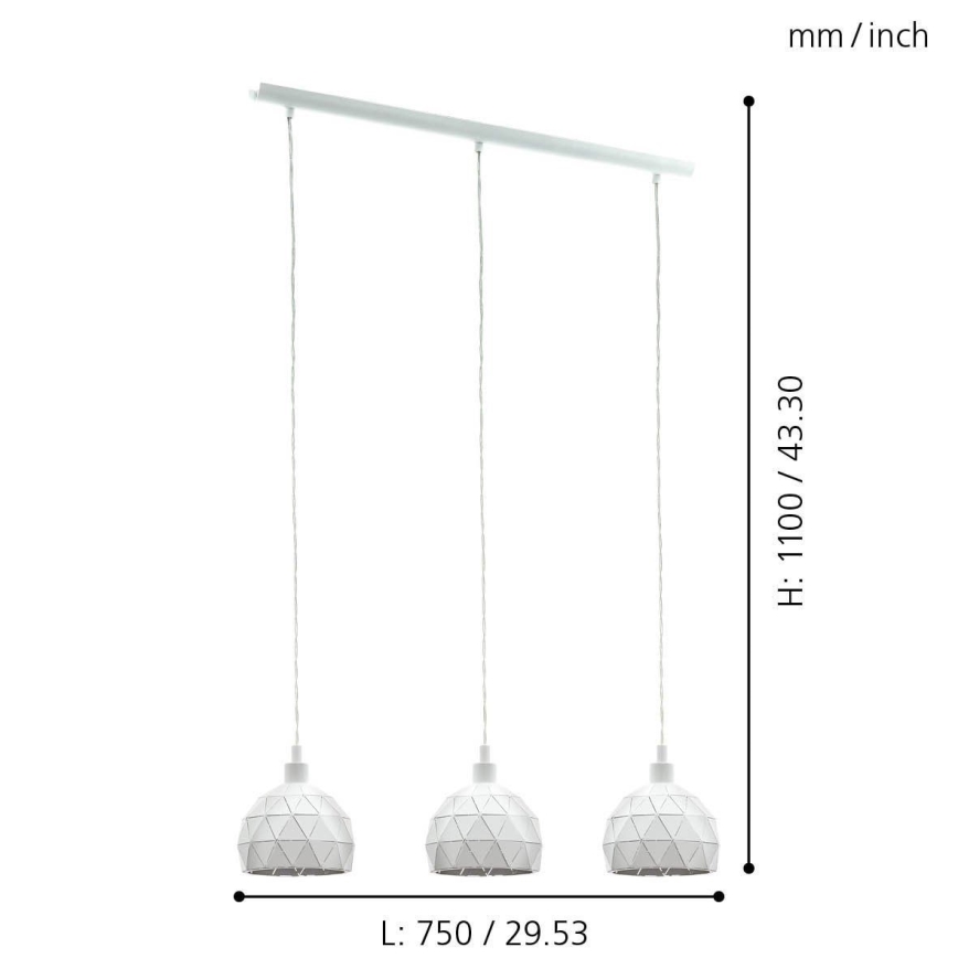 Eglo 97857 - Kattokruunu narulla ROCCAFORTE 3xE14/40W/230V