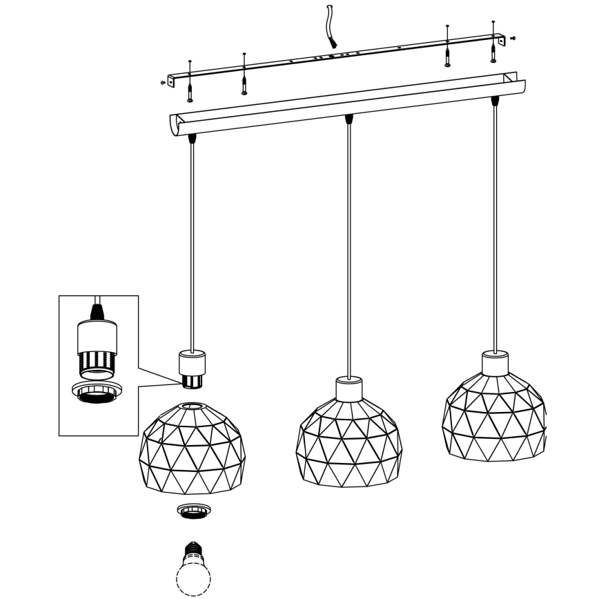 Eglo 97857 - Kattokruunu narulla ROCCAFORTE 3xE14/40W/230V