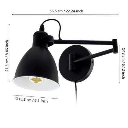 Eglo 97886 - Seinävalaisin SAN PERI 1xE27/10W/230V