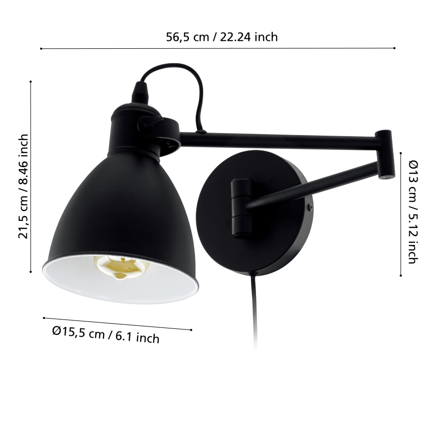 Eglo 97886 - Seinävalaisin SAN PERI 1xE27/10W/230V