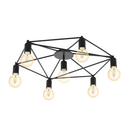 Eglo 97904 - Kiinteä kattokruunu STAITI 7xE27/60W/230V musta