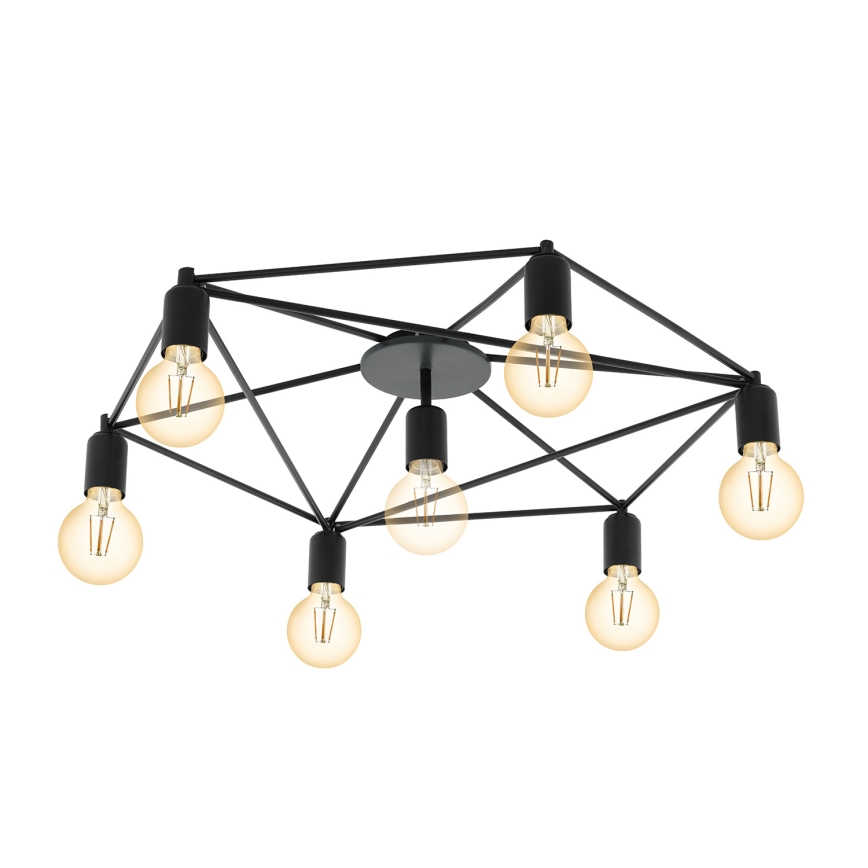 Eglo 97904 - Kiinteä kattokruunu STAITI 7xE27/60W/230V musta