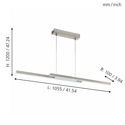 Eglo - Himmennettävä LED RGB-kattokruunu narussa FRAIOLI-C 2xLED/17W/230V