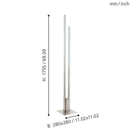 Eglo - Himmennettävä LED-lattiavalaisin FRAIOLI-C 2xLED/17W/230V