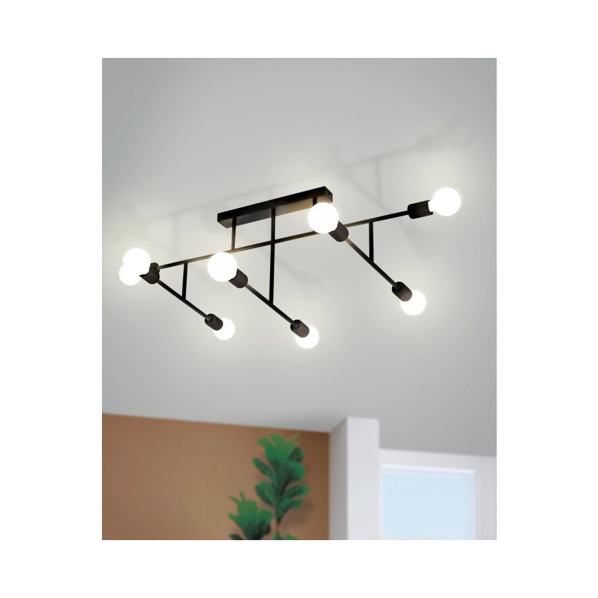 Eglo 98035 - Kiinteä kattokruunu BELSIANA 8xE27/40W/230V musta