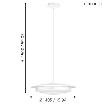 Eglo 98041 - Himmennettävä LED-kattokruunu narussa MONEVA-C LED/18W/230V