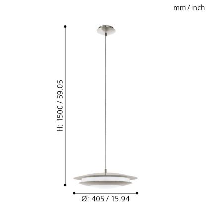 Eglo 98043 - LED RGBW Himmennettävä riippuvalaisin MONEVA LED/18W/230V