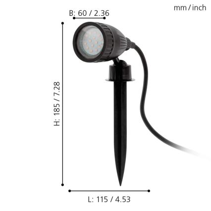Eglo 98052 - LED-RGB-ulkovalaisin NEMA-C 1xGU10/5W/230V IP44