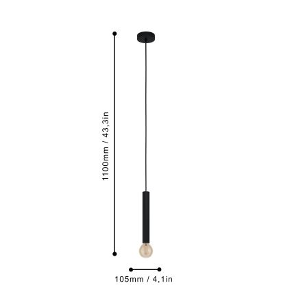 Eglo 98056 - Kattokruunu narulla CORTENOVA 1xE27/60W/230V