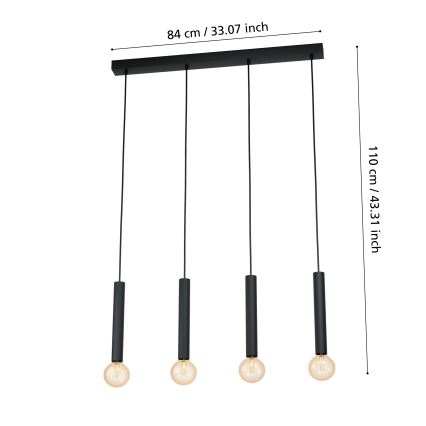 Eglo 98057 - Kattokruunu narulla CORTENOVA 4xE27/60W/230V