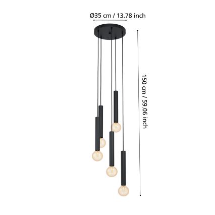 Eglo 98058 - Kattokruunu narulla CORTENOVA 5xE27/60W/230V