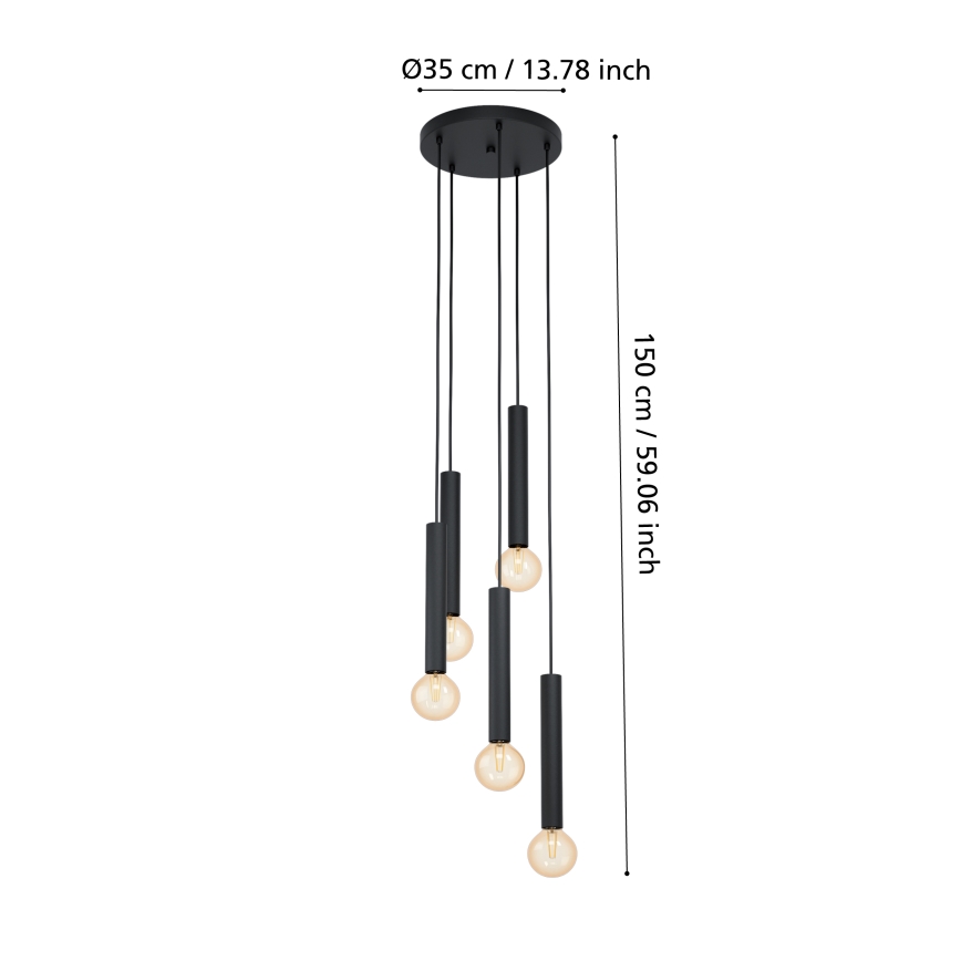 Eglo 98058 - Kattokruunu narulla CORTENOVA 5xE27/60W/230V