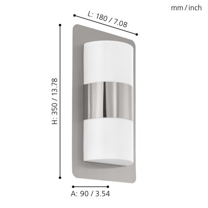Eglo 98085 - Ulkoseinävalaisin CISTIERNA 2xE27/10W/230V mattakromi IP44