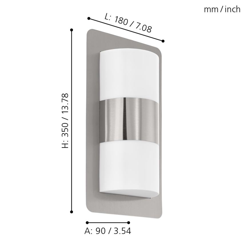Eglo 98085 - Ulkoseinävalaisin CISTIERNA 2xE27/10W/230V mattakromi IP44