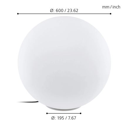 Eglo - LED-RGBW-ulkovalaisin MONTEROLO-C 1xLED/9W/230V IP65 ø600