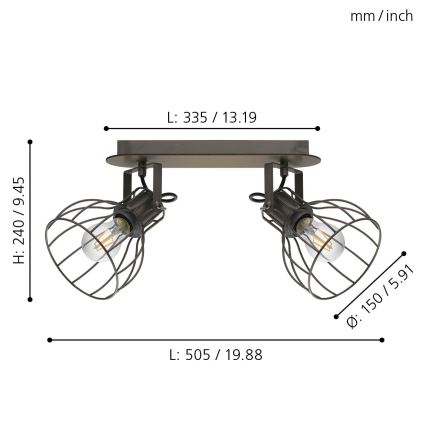 Eglo 98135 - Kohdevalo SAMBATELLO 2xE27/40W/230V