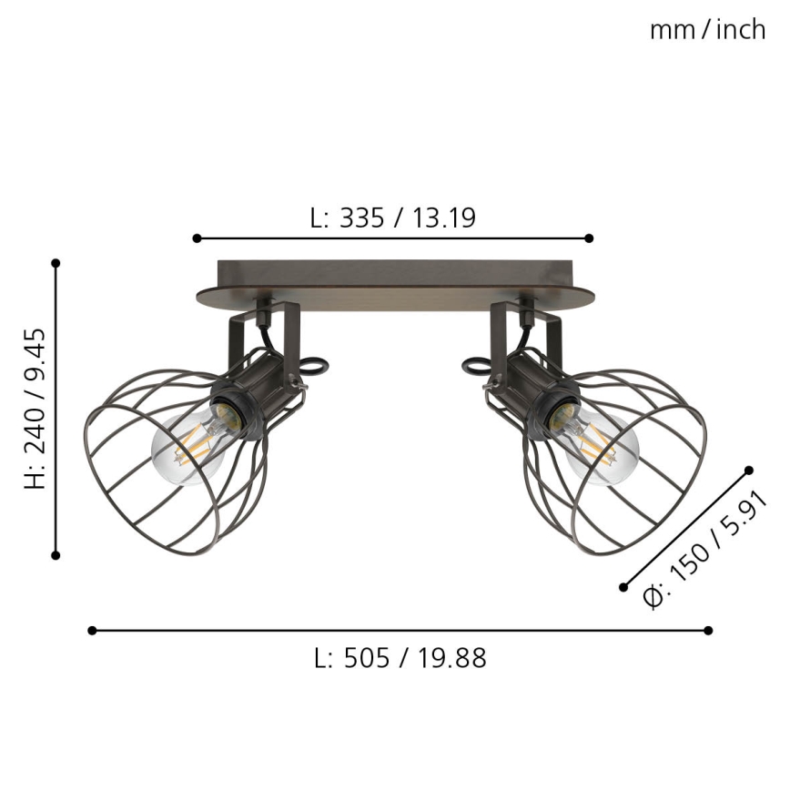 Eglo 98135 - Kohdevalo SAMBATELLO 2xE27/40W/230V