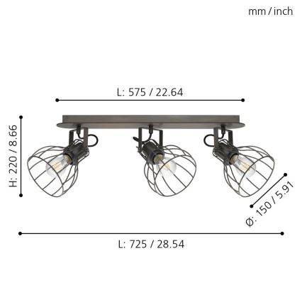 Eglo 98136 - Kohdevalo SAMBATELLO 3xE27/40W/230V