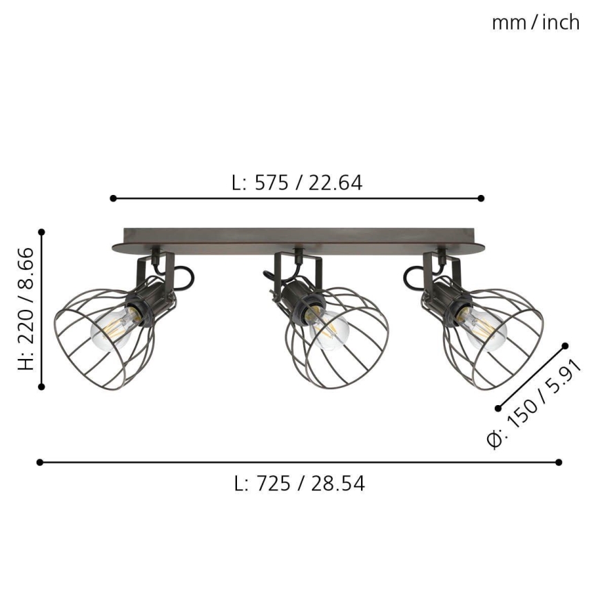 Eglo 98136 - Kohdevalo SAMBATELLO 3xE27/40W/230V
