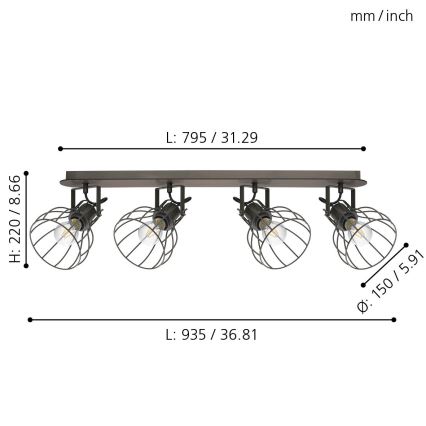 Eglo 98137 - Kohdevalo SAMBATELLO 4xE27/40W/230V