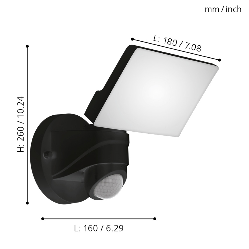Eglo 98178 - LED-ulkoseinävalaisin anturilla PAGINO LED/15W/230V IP44