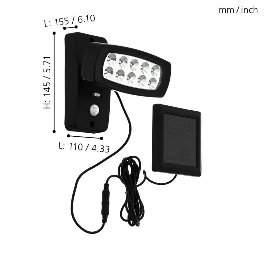 Eglo 98187 - LED-seinäaurinkovalaisin anturilla PALIZZI LED/1,2V IP44