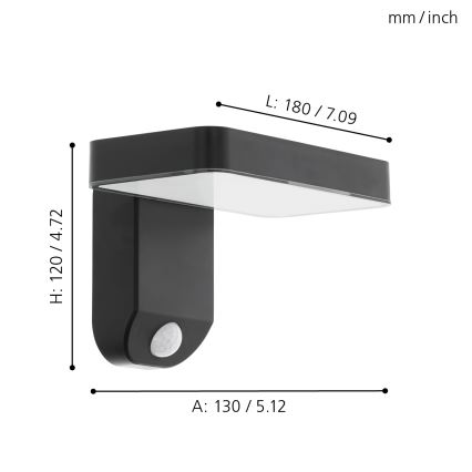 Eglo - LED-seinäaurinkovalaisin anturilla LED/4,5W/3,7V IP44