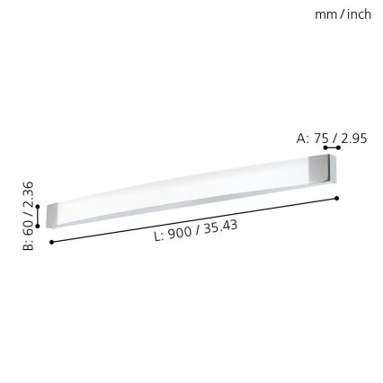 Eglo 98193 - LED-seinävalaisin kylpyhuoneeseen SIDERNO LED/24W/230V IP44