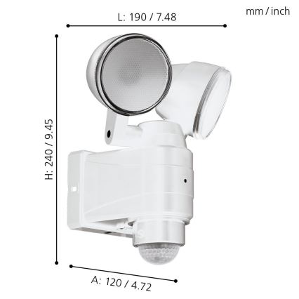 Eglo - LED-ulkovalaisin anturilla 2xLED/4W/4xLR1 IP44